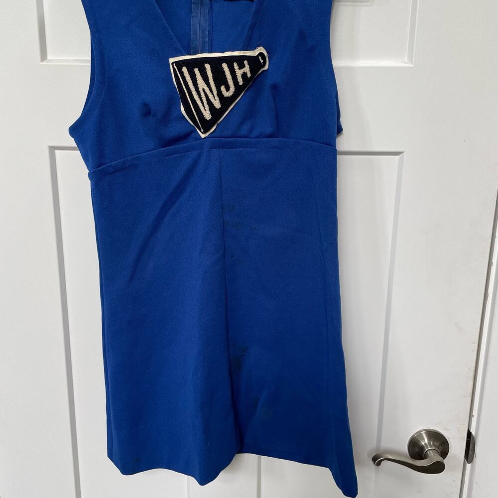 Vintage Cheerleader Uniform Chenille Megaphone Patch Blue Handmade READ DSCRPT